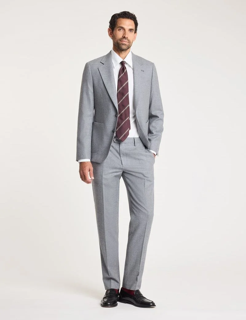 Slim Grey Pure Flannel Wool Suit thumbnail 5