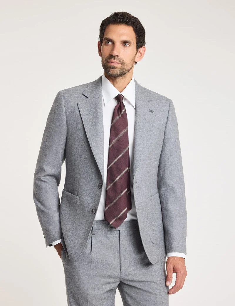 Slim Grey Pure Flannel Wool Suit thumbnail 7