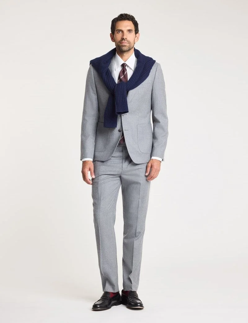 Slim Grey Pure Flannel Wool Suit thumbnail 9