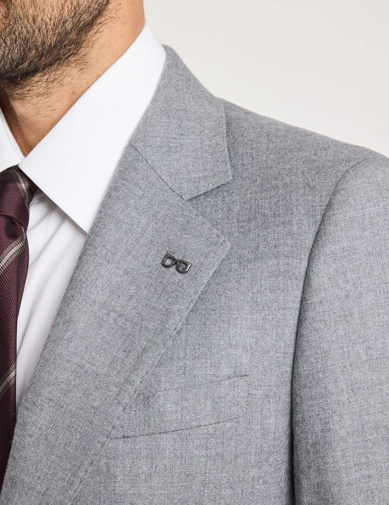 Slim Grey Pure Flannel Wool Suit thumbnail 10
