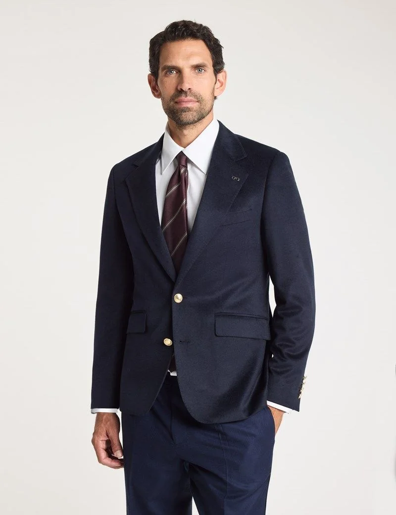 Slim Navy Wool-Cashmere Blazer thumbnail 2