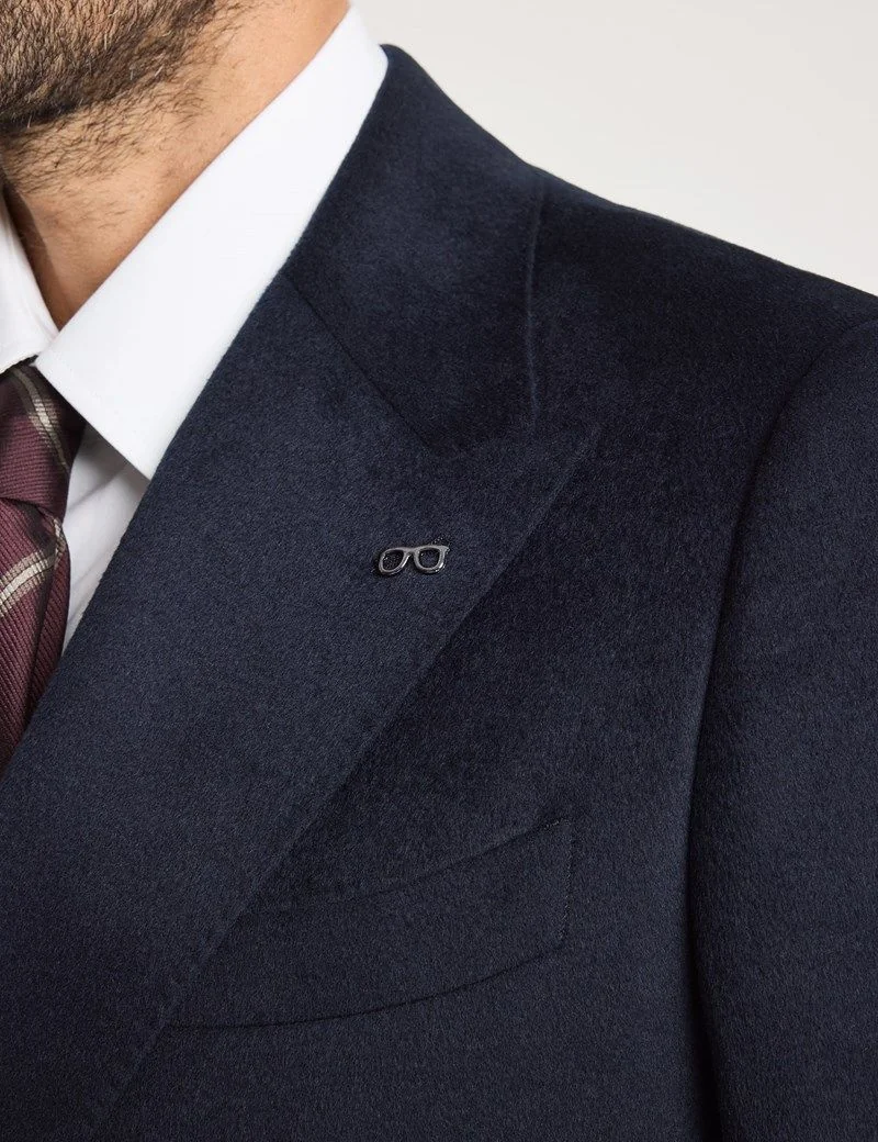 Slim Navy Wool-Cashmere Double-Breasted Blazer thumbnail 5
