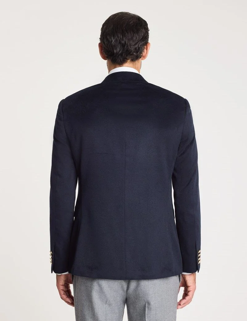 Slim Navy Wool-Cashmere Double-Breasted Blazer thumbnail 6