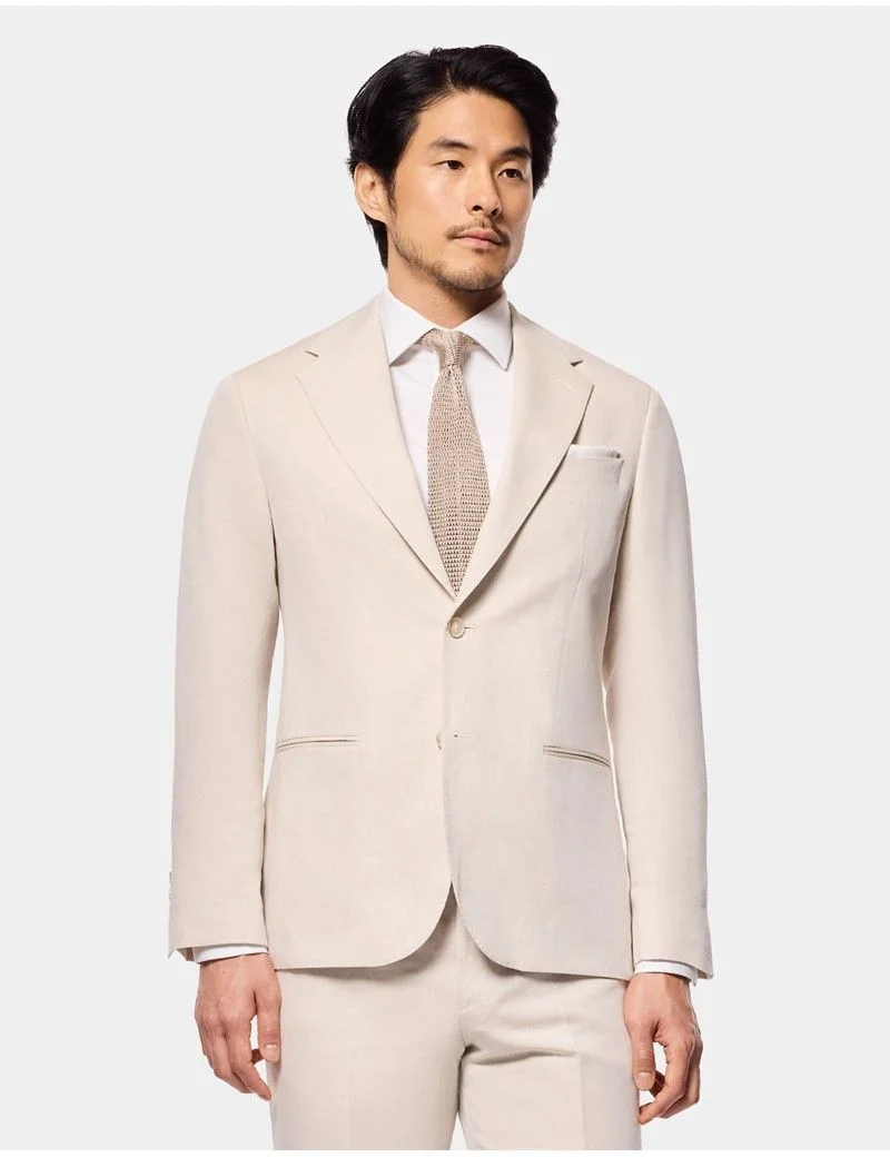Tailored Fit Beige 1913 Suit Jacket thumbnail 3