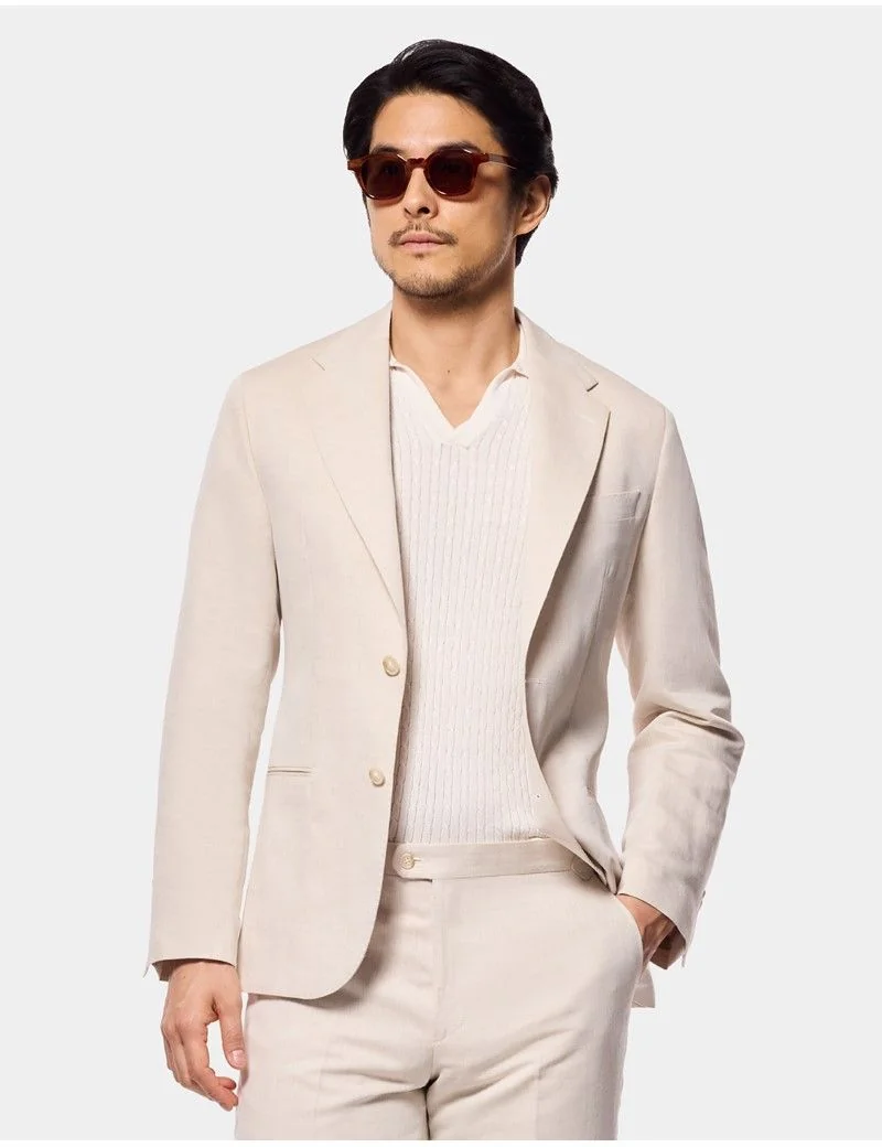 Tailored Fit Beige 1913 Suit Jacket thumbnail 8