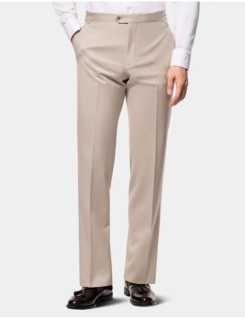 Tailored Fit Beige 1913 Suit Trousers With Side Adjusters thumbnail 2