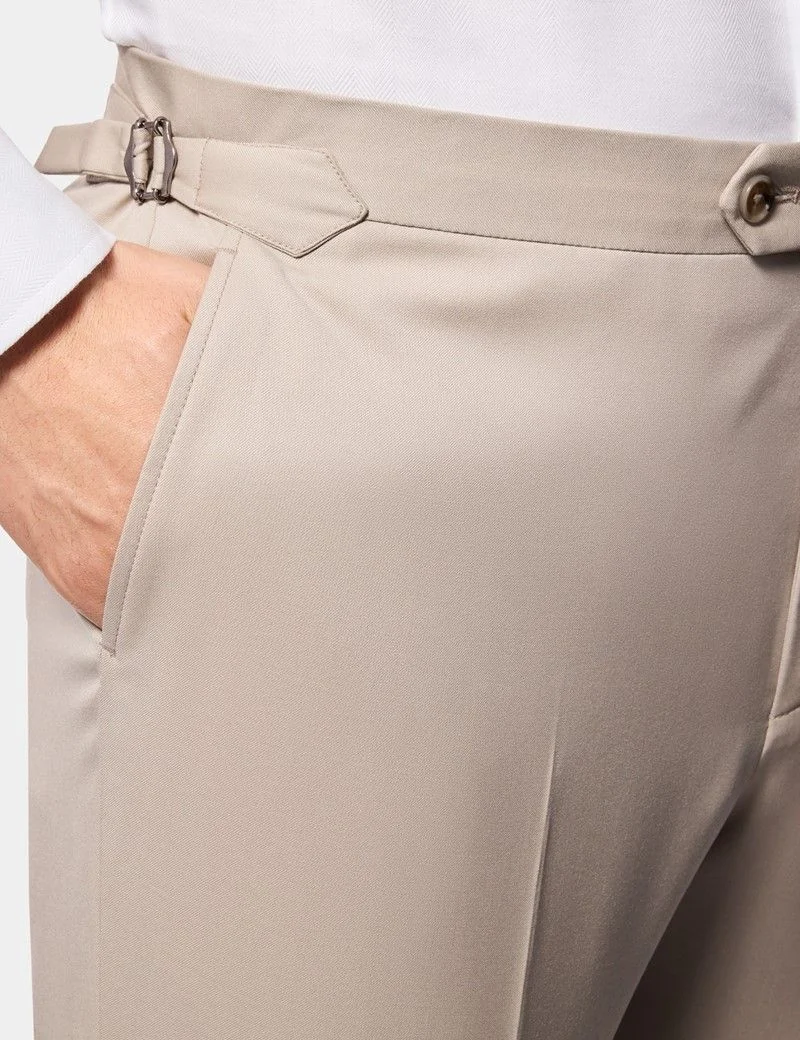 Tailored Fit Beige 1913 Suit Trousers With Side Adjusters thumbnail 3