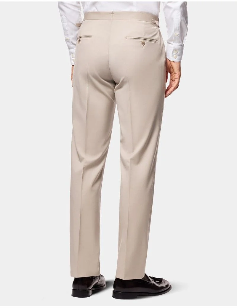 Tailored Fit Beige 1913 Suit Trousers With Side Adjusters thumbnail 4