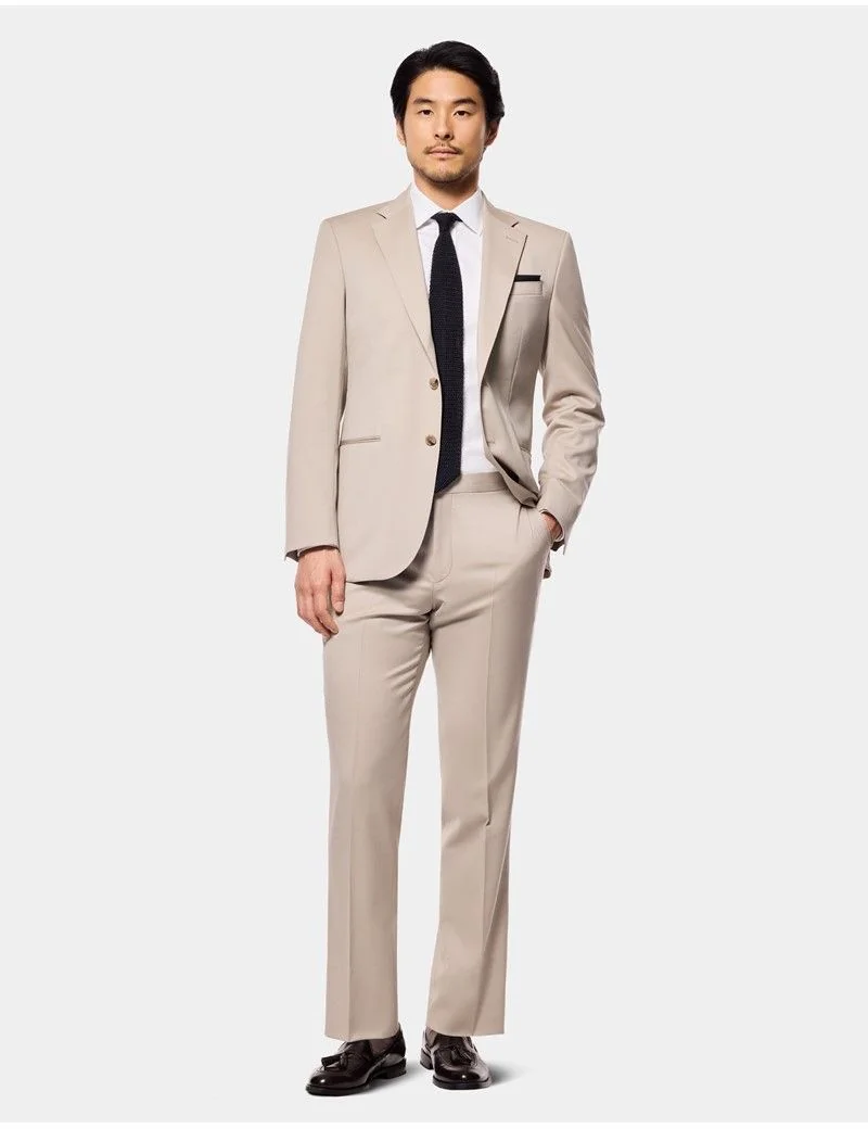 Tailored Fit Beige 1913 Suit Trousers With Side Adjusters thumbnail 5