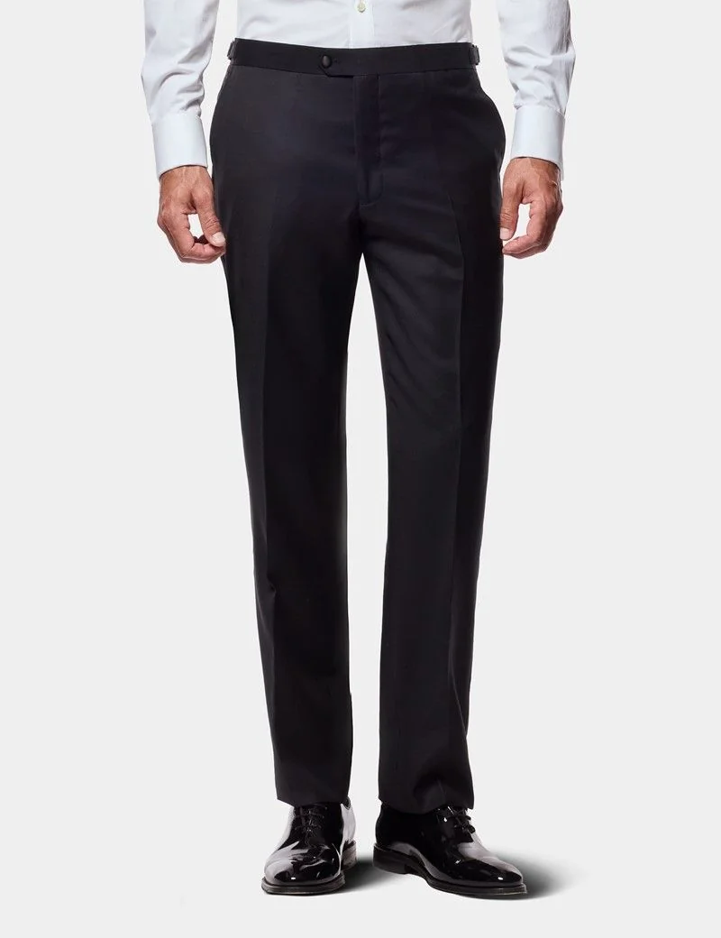 Tailored Fit Black Dinner Trousers With Side Adjusters thumbnail 2