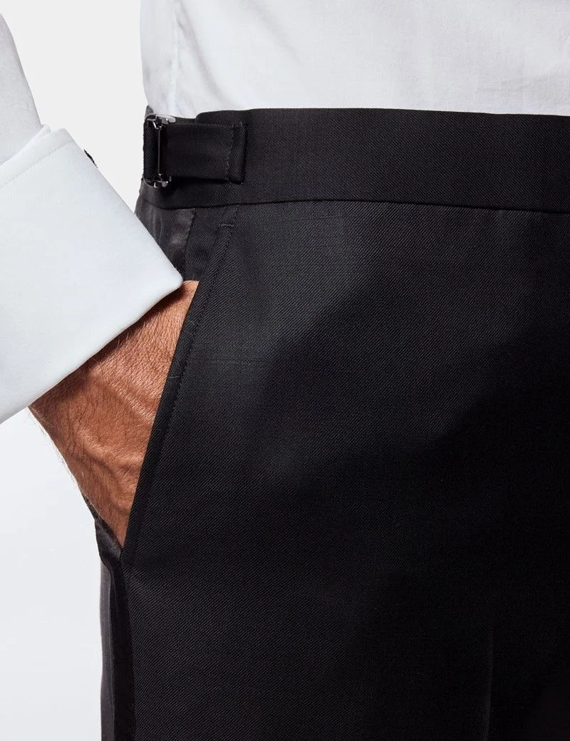 Tailored Fit Black Dinner Trousers With Side Adjusters thumbnail 3