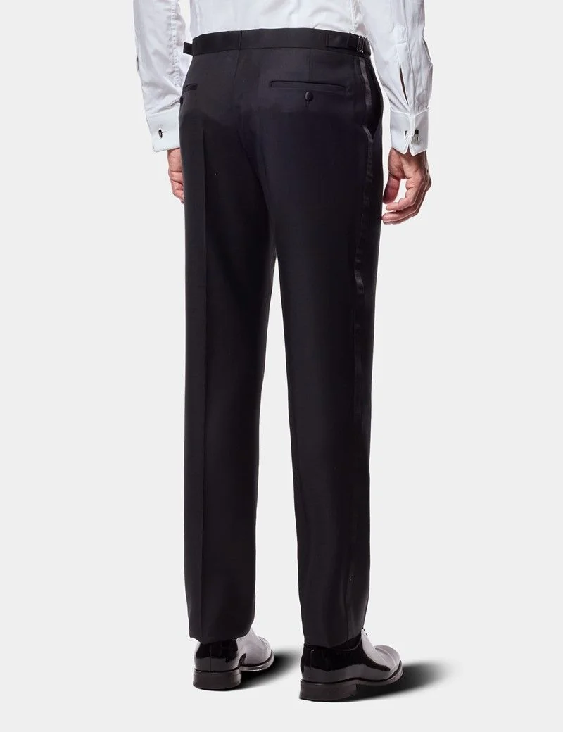 Tailored Fit Black Dinner Trousers With Side Adjusters thumbnail 4
