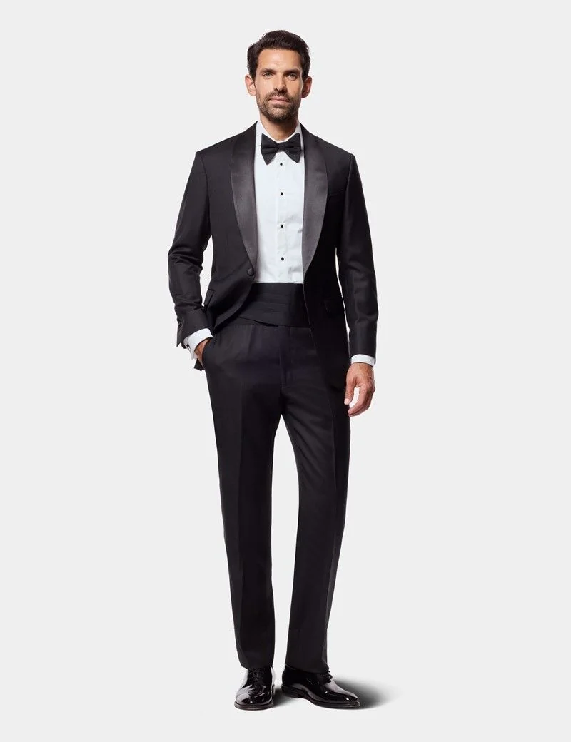 Tailored Fit Black Dinner Trousers With Side Adjusters thumbnail 5