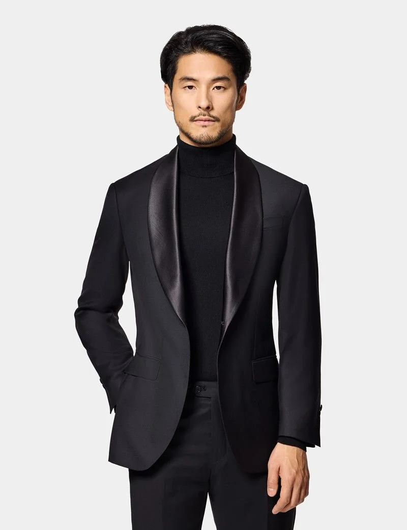 Tailored Fit Black Shawl Dinner Jacket thumbnail 7