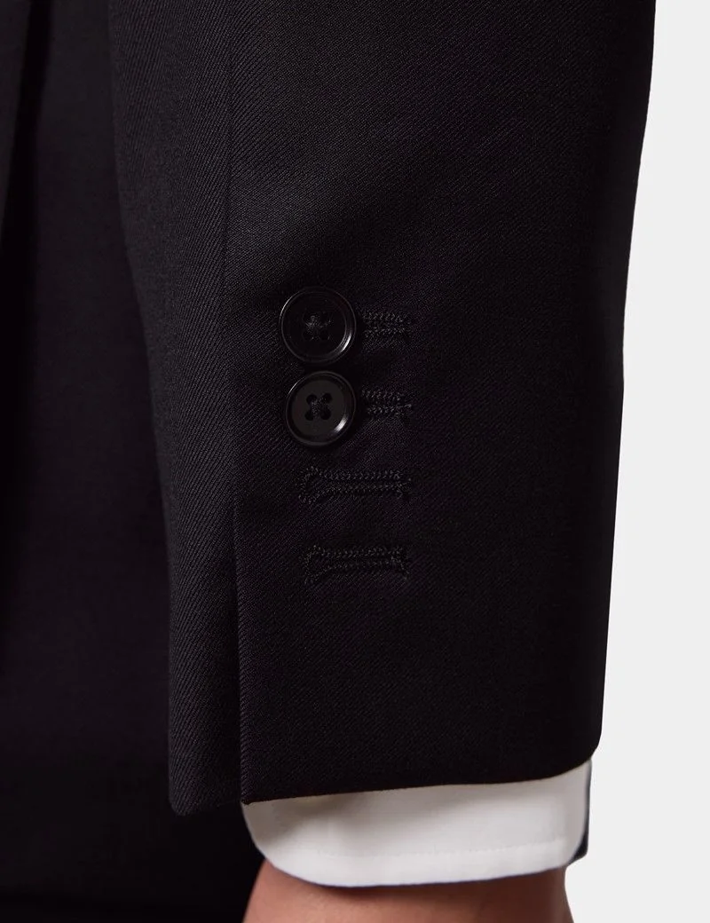 Tailored Fit Black Twill Suit Jacket thumbnail 6