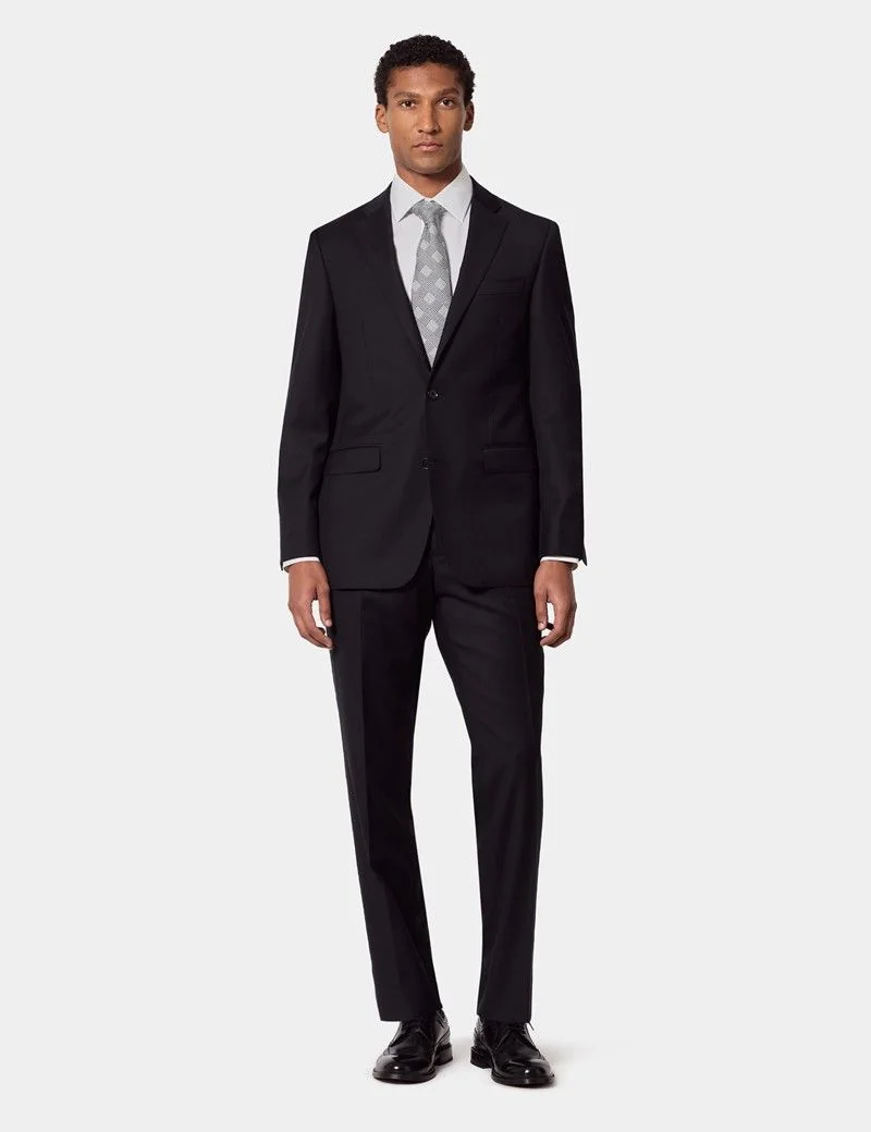 Tailored Fit Black Twill Suit Jacket thumbnail 7