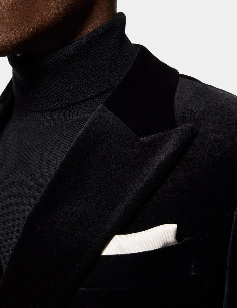 Tailored Fit Black Velvet Jacket thumbnail 4