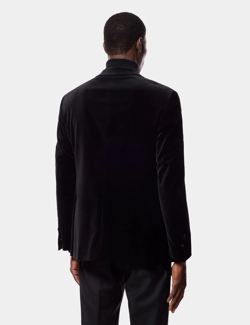 Tailored Fit Black Velvet Jacket thumbnail 5