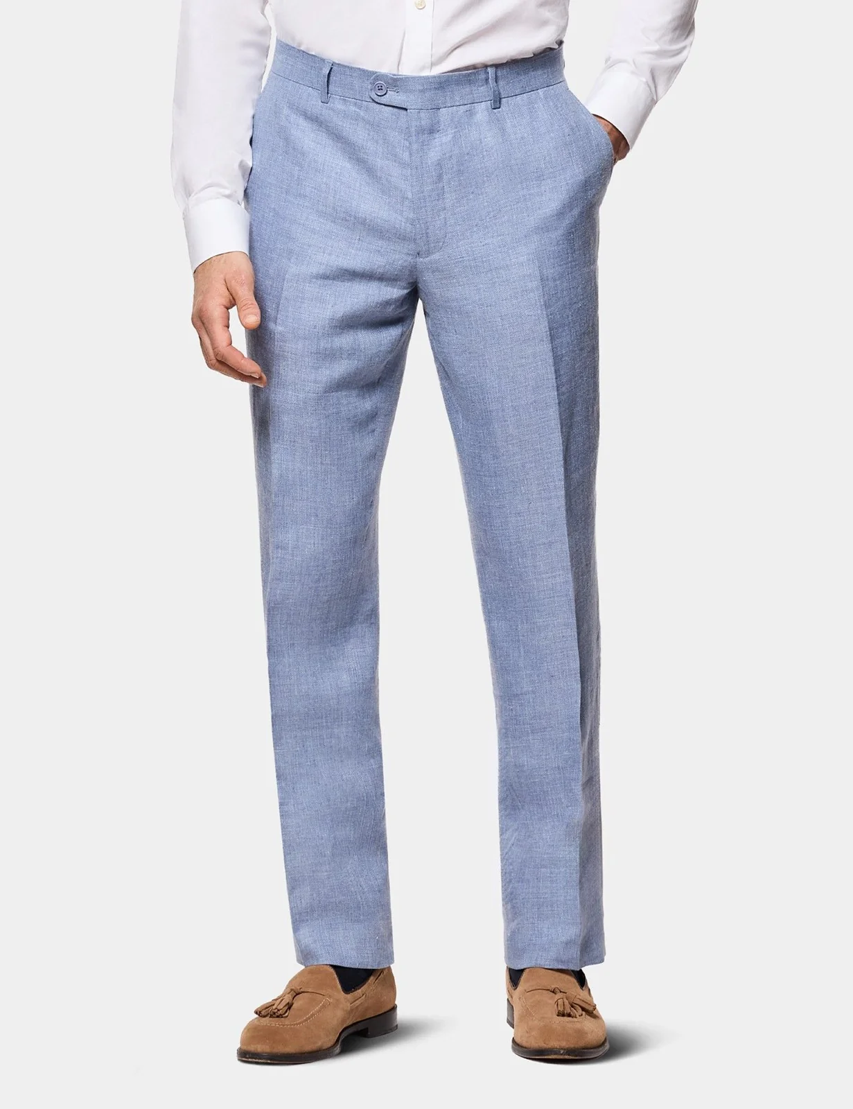 Tailored Fit Blue Linen Suit Trousers primary image