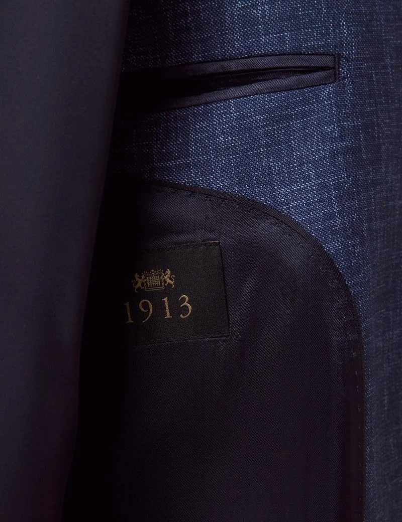 Tailored Fit Blue Semi Plain 1913 Suit Jacket thumbnail 5