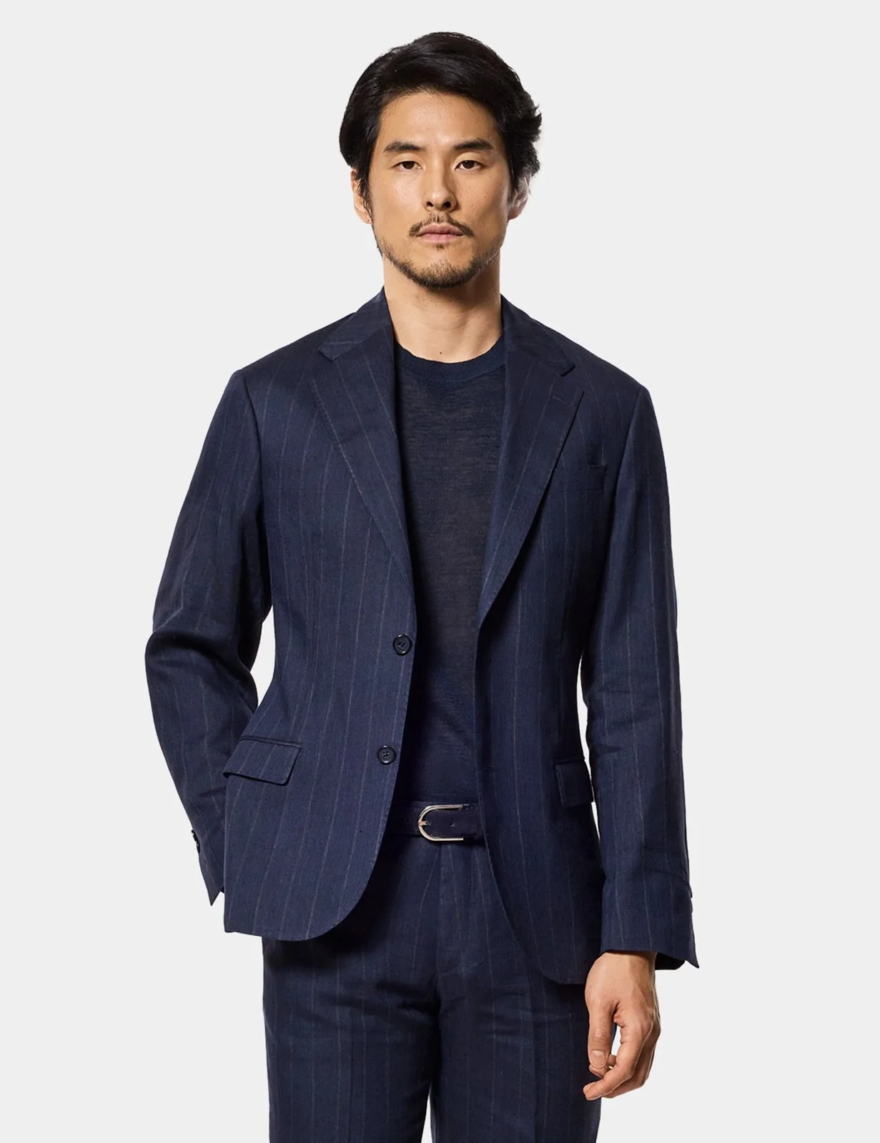 Tailored Fit Blue Stripe 1913 Linen Suit Jacket