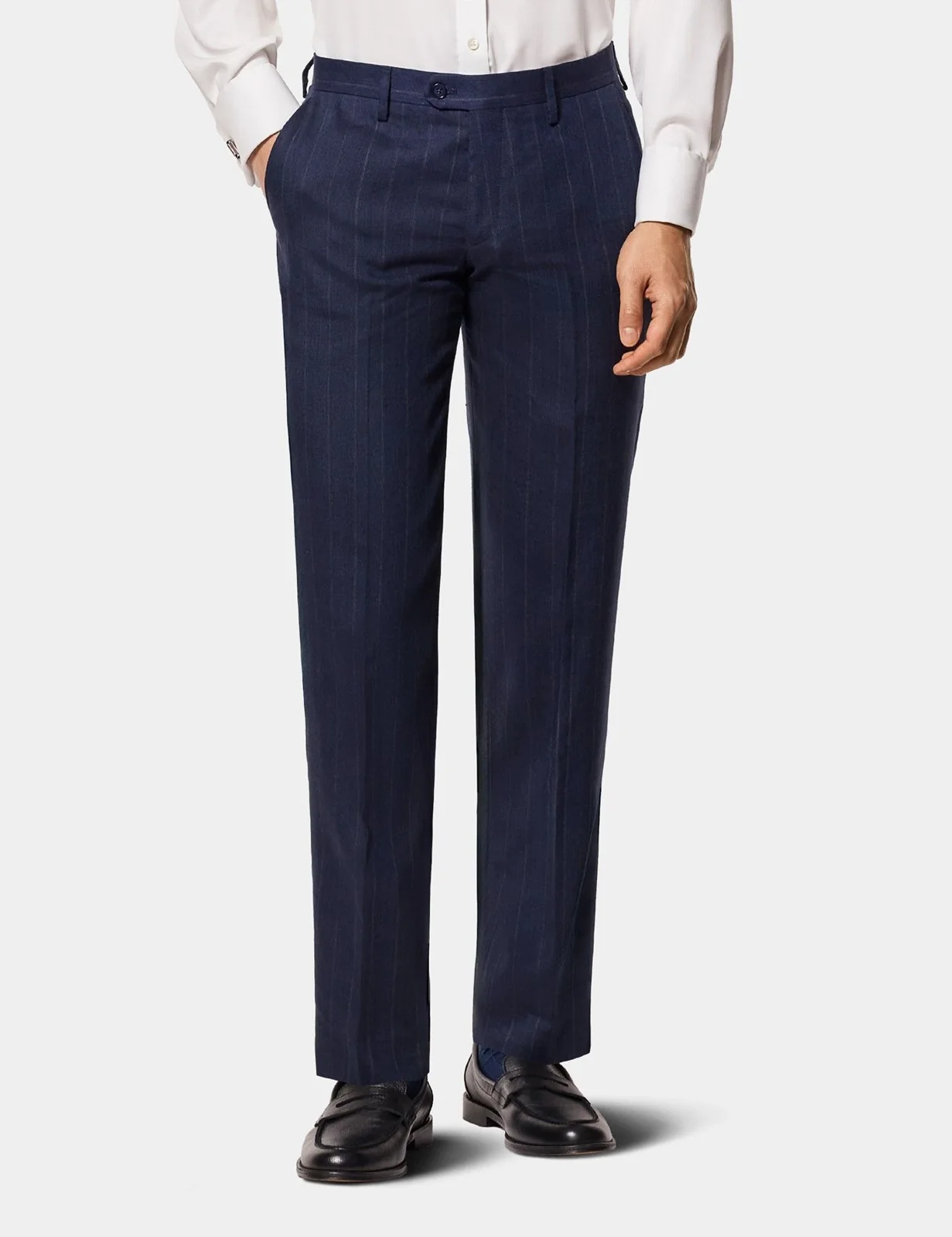 Tailored Fit Blue Stripe 1913 Linen Suit Trousers