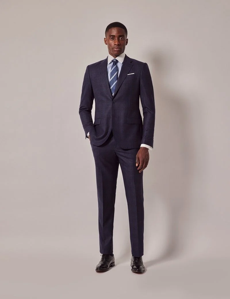 Tailored Fit Blue Tonal Check 1913 Suit Trousers thumbnail 5