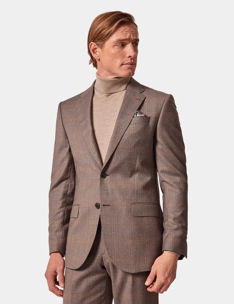 Tailored Fit Brown Check 1913 Suit Jacket thumbnail 2
