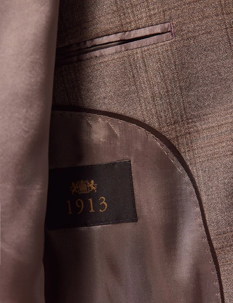 Tailored Fit Brown Check 1913 Suit Jacket thumbnail 5