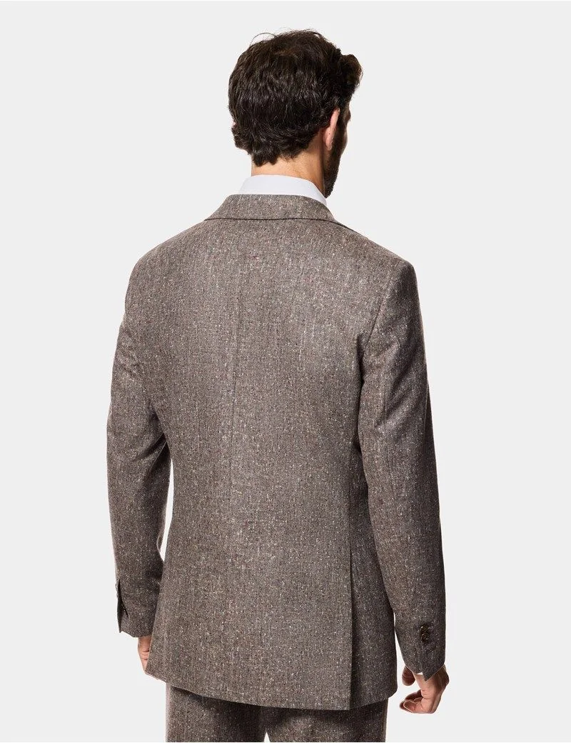 Tailored Fit Brown Fine Bouclé Tweed 1913 Suit Jacket thumbnail 4