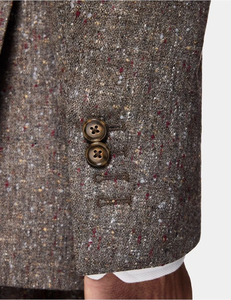 Tailored Fit Brown Fine Bouclé Tweed 1913 Suit Jacket thumbnail 6