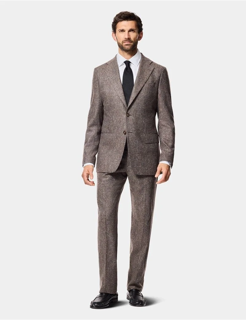 Tailored Fit Brown Fine Bouclé Tweed 1913 Suit Jacket thumbnail 7