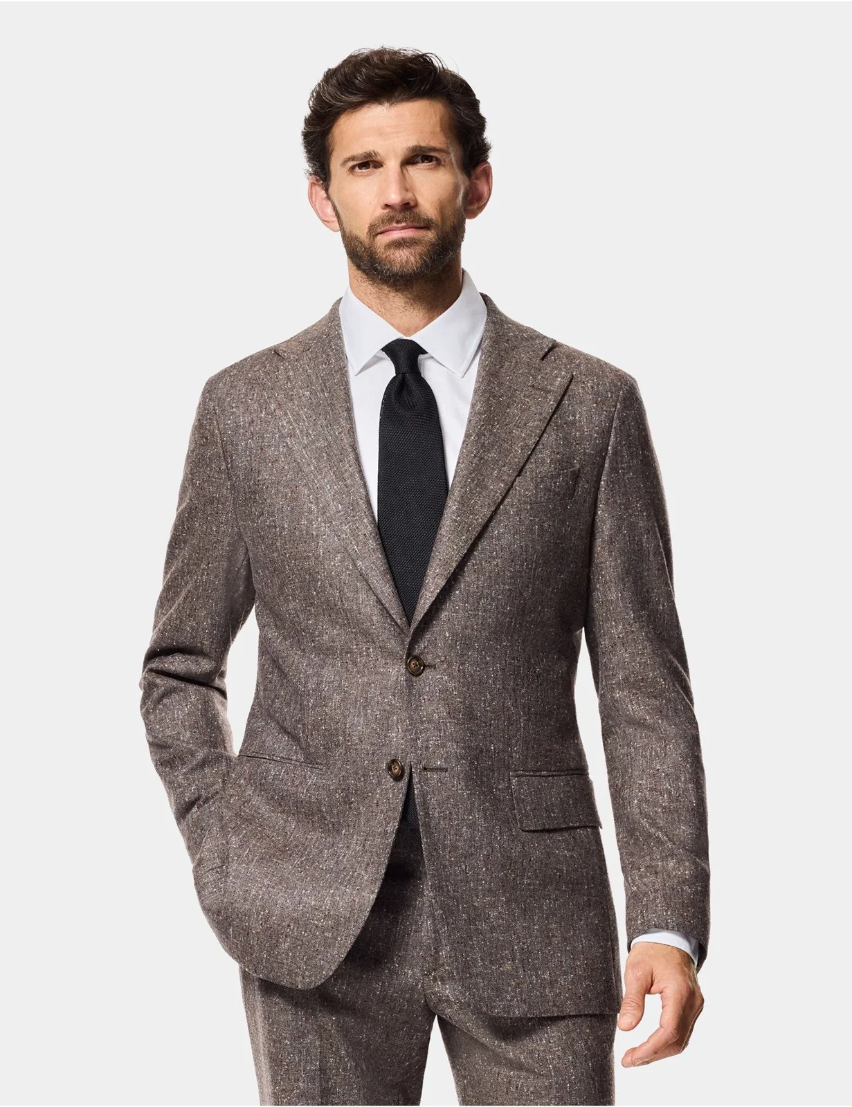 Tailored Fit Brown Fine Bouclé Tweed 1913 Suit
