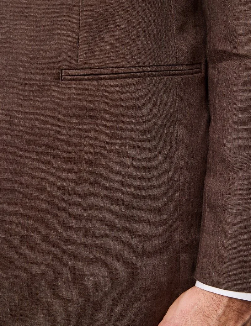 Tailored Fit Brown Linen Suit thumbnail 5