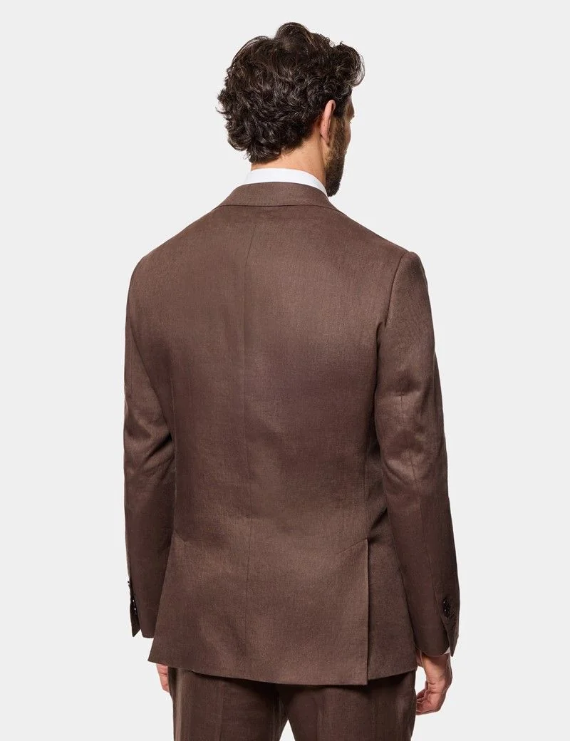Tailored Fit Brown Linen Suit thumbnail 7