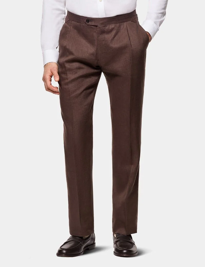 Tailored Fit Brown Linen Suit thumbnail 10