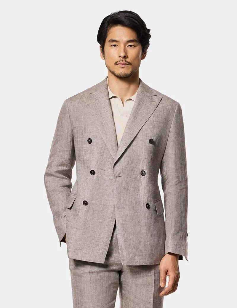 Tailored Fit Brown Mélange 1913 Linen Suit thumbnail 2
