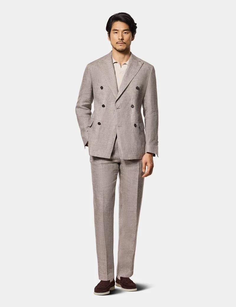 Tailored Fit Brown Mélange 1913 Linen Suit thumbnail 3