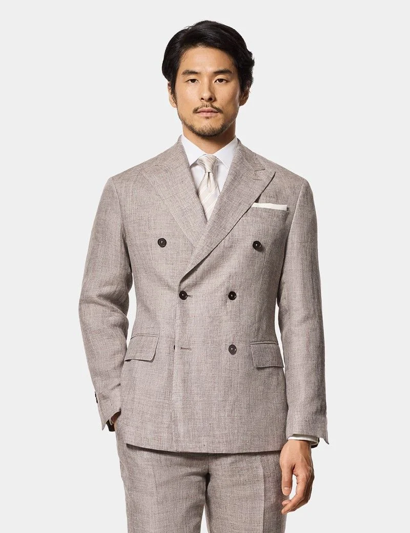 Tailored Fit Brown Mélange 1913 Linen Suit thumbnail 4