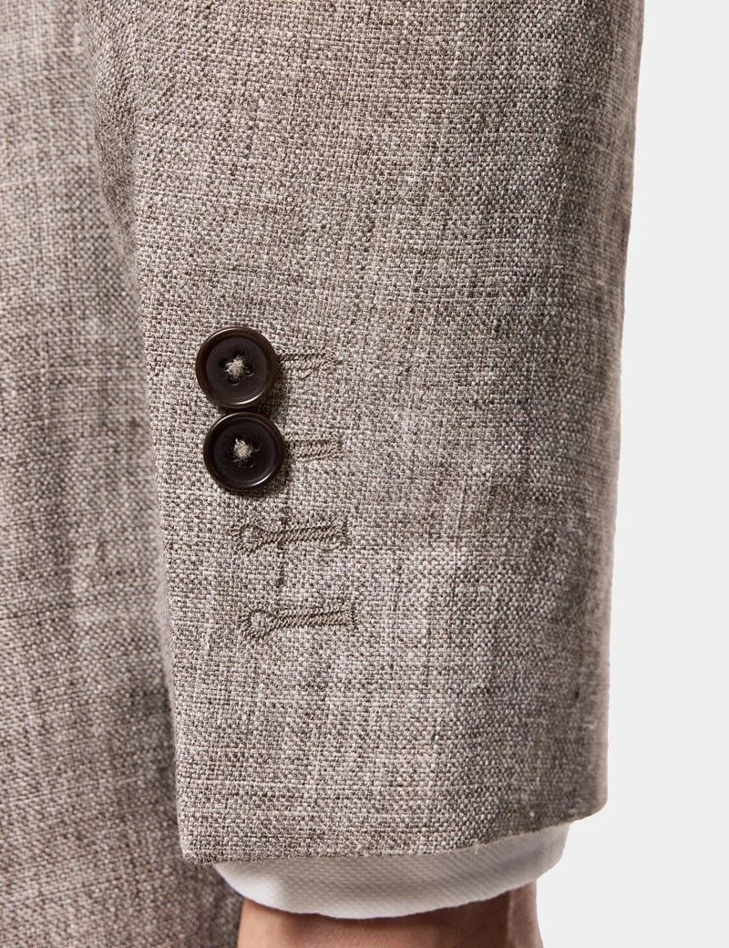 Tailored Fit Brown Mélange 1913 Linen Suit thumbnail 7