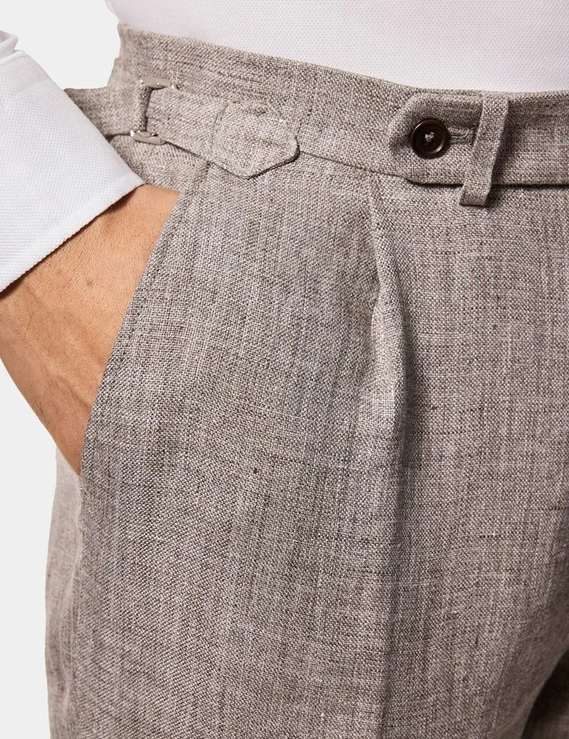 Tailored Fit Brown Mélange 1913 Linen Suit thumbnail 9