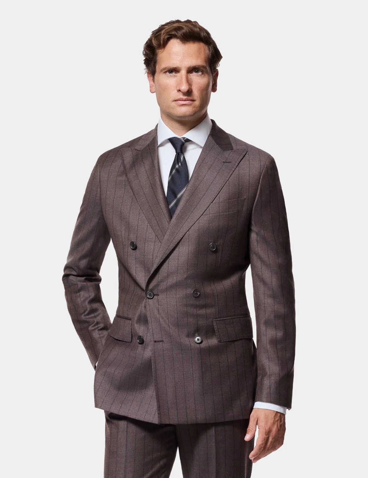 Tailored Fit Brown Stripe 1913 Suit