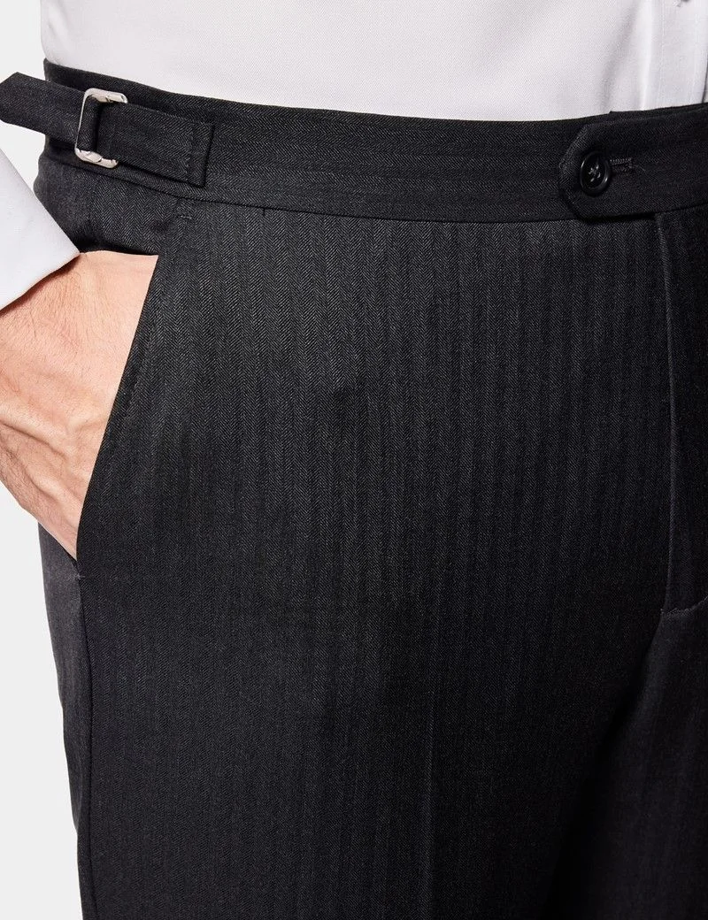 Tailored Fit Charcoal 1913 Morning Suit Trousers With Side Adjusters thumbnail 3