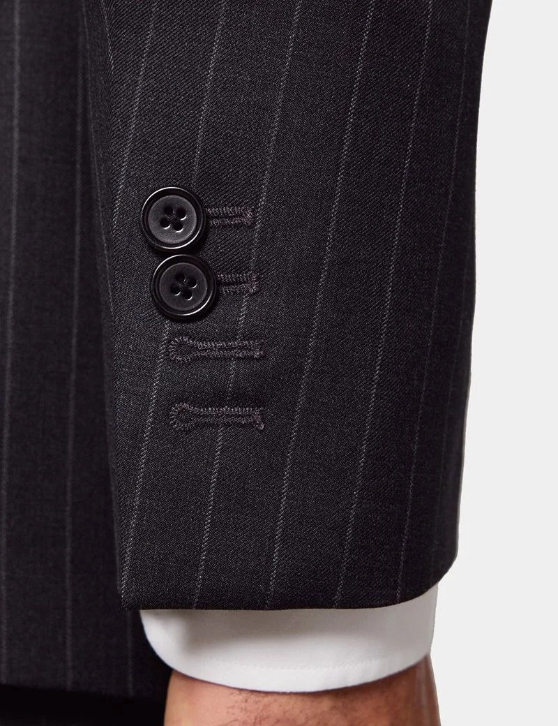Tailored Fit Charcoal Chalk Stripe 1913 Suit Jacket thumbnail 5