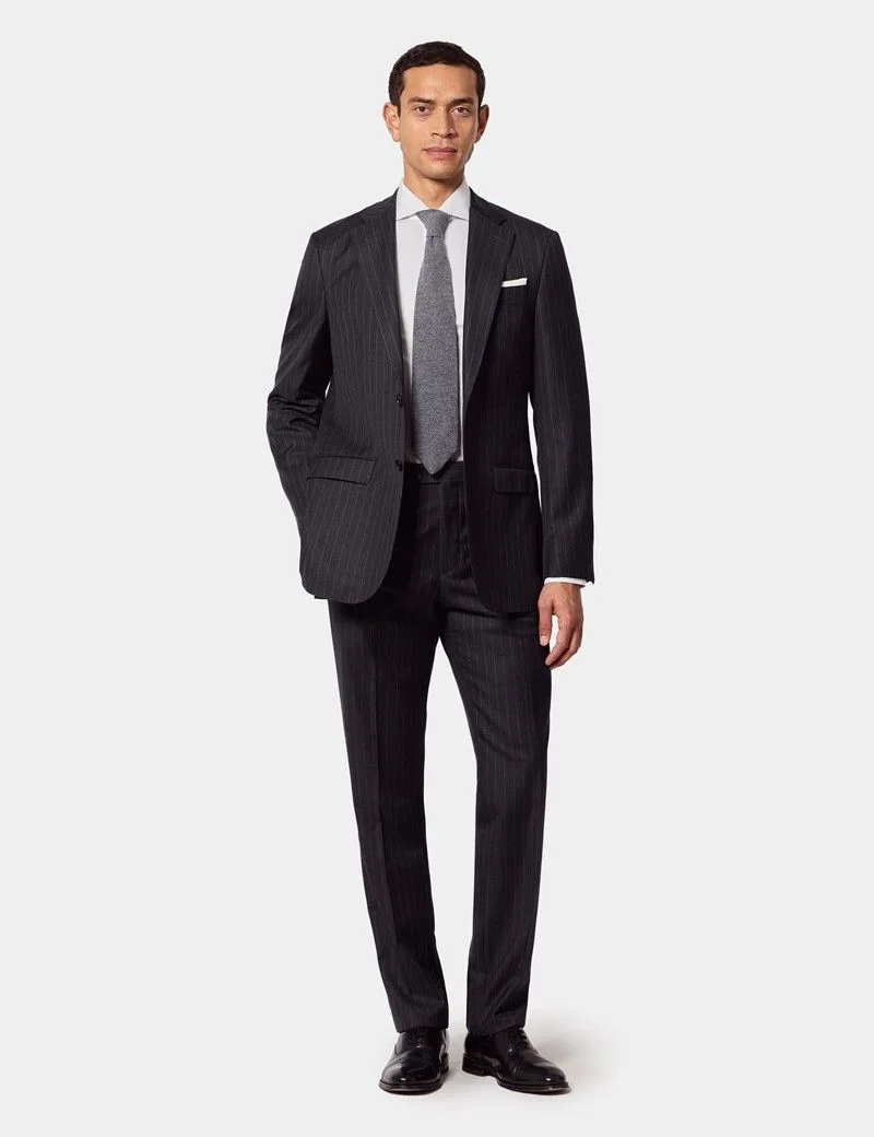 Tailored Fit Charcoal Chalk Stripe 1913 Suit Trousers thumbnail 5