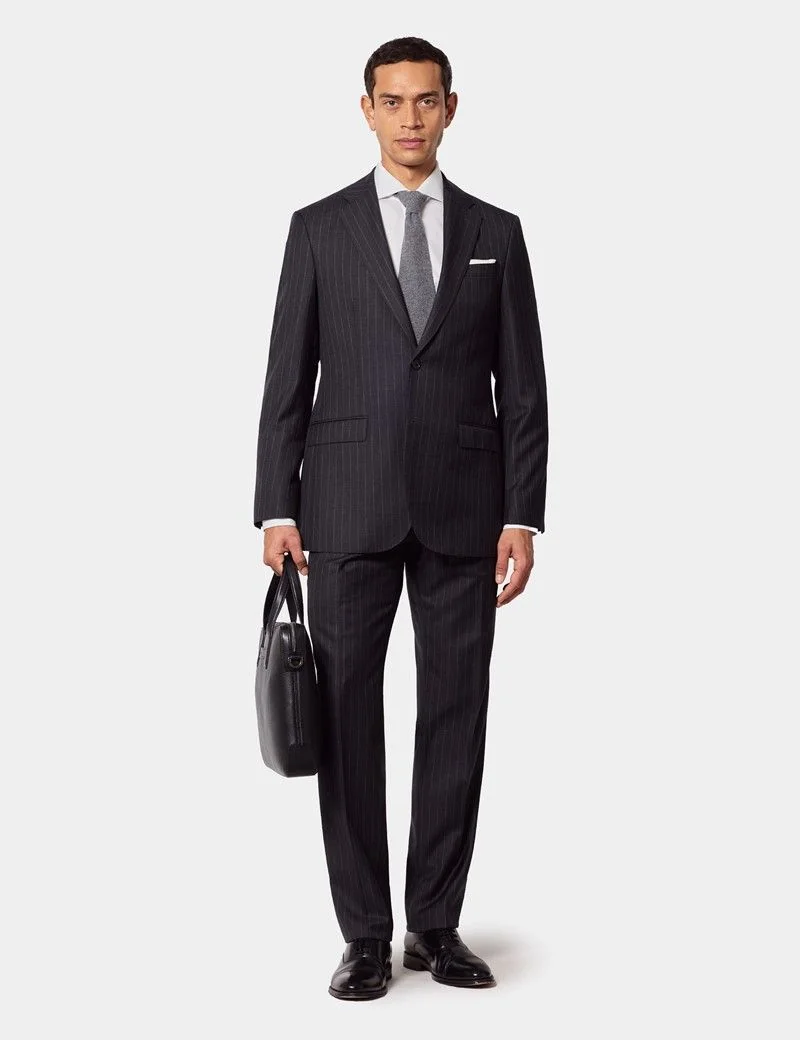 Tailored Fit Charcoal Chalk Stripe 1913 Suit thumbnail 3