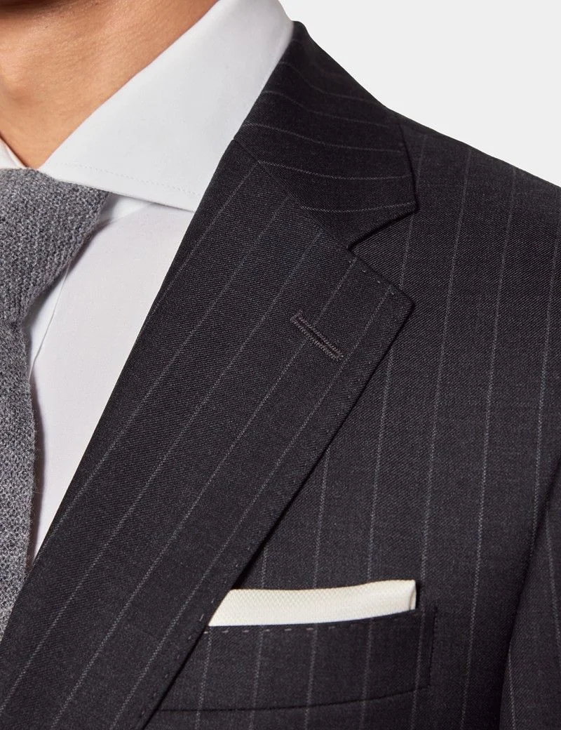 Tailored Fit Charcoal Chalk Stripe 1913 Suit thumbnail 4