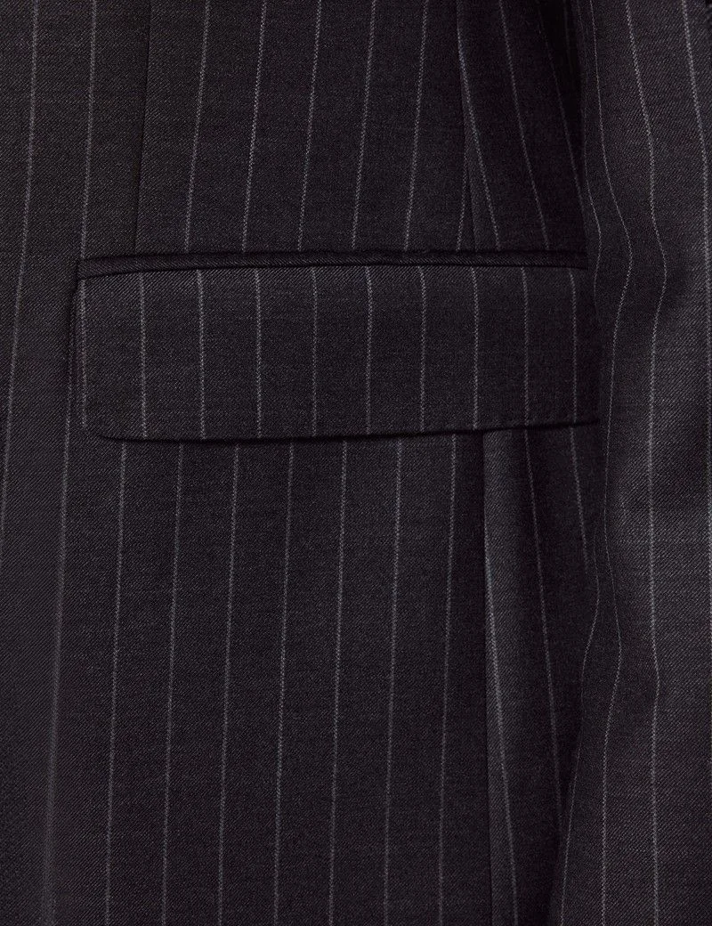 Tailored Fit Charcoal Chalk Stripe Suit Jacket thumbnail 3