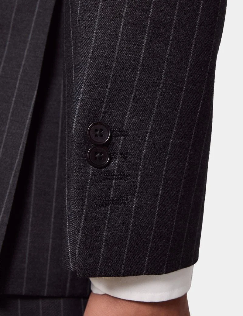 Tailored Fit Charcoal Chalk Stripe Suit Jacket thumbnail 7