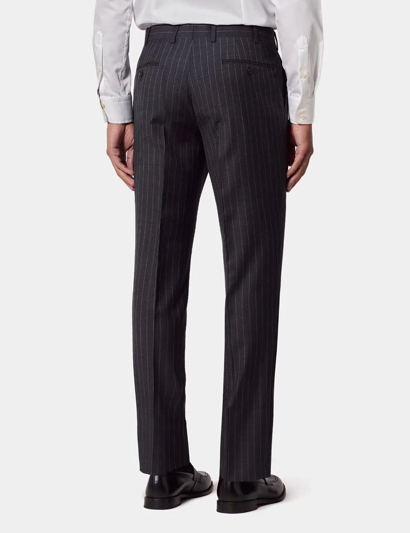 Tailored Fit Charcoal Chalk Stripe Suit Trousers thumbnail 4